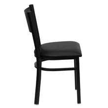 Load image into Gallery viewer, Black Grid Back Metal Restaurant Chair - Black Vinyl Seat
