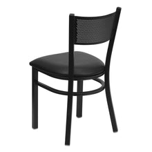 Load image into Gallery viewer, Black Grid Back Metal Restaurant Chair - Black Vinyl Seat