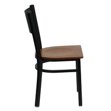 Load image into Gallery viewer, Black Grid Back Metal Restaurant Chair - Cherry Wood Seat