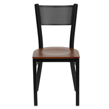 Load image into Gallery viewer, Black Grid Back Metal Restaurant Chair - Cherry Wood Seat