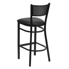Load image into Gallery viewer, Black Grid Back Metal Restaurant Barstool - Black Vinyl Seat