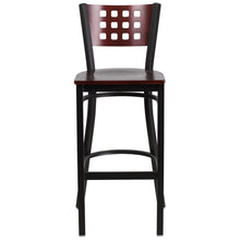 Load image into Gallery viewer, Black Cutout Back Metal Restaurant Barstool - Mahogany Wood Back & Seat