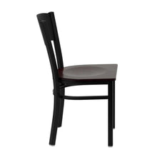 Load image into Gallery viewer, Black Circle Back Metal Restaurant Chair - Mahogany Wood Seat
