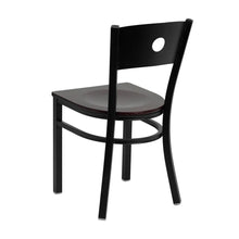 Load image into Gallery viewer, Black Circle Back Metal Restaurant Chair - Mahogany Wood Seat