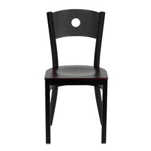 Load image into Gallery viewer, Black Circle Back Metal Restaurant Chair - Mahogany Wood Seat