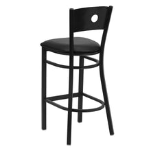 Load image into Gallery viewer, Black Circle Back Metal Restaurant Barstool - Black Vinyl Seat