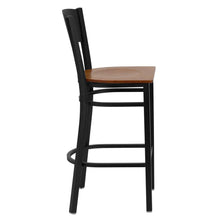 Load image into Gallery viewer, Black Circle Back Metal Restaurant Barstool - Cherry Wood Seat