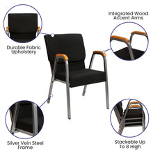 Load image into Gallery viewer, 21"W Stacking Wood Arm Church Chair in Burgundy Fabric - Silver Vein Frame