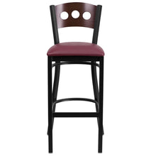 Load image into Gallery viewer, Black 3 Circle Back Metal Restaurant Barstool - Walnut Wood Back