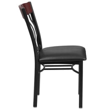 Load image into Gallery viewer, Vertical Back Black Metal and Mahogany Wood Restaurant Chair