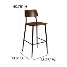 Load image into Gallery viewer, Industrial Barstool with Gunmetal Steel Frame and Rustic Wood Seat