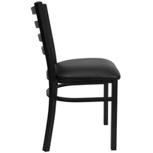 Load image into Gallery viewer, Black Ladder Back Metal Restaurant Chair - Black Vinyl Seat