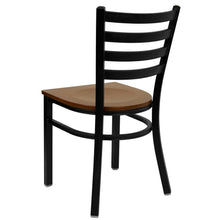 Load image into Gallery viewer, Black Ladder Back Metal Restaurant Chair - Cherry Wood Seat