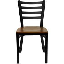 Load image into Gallery viewer, Black Ladder Back Metal Restaurant Chair - Cherry Wood Seat