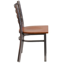 Load image into Gallery viewer, Clear Coated Ladder Back Metal Restaurant Chair - Cherry Wood Seat