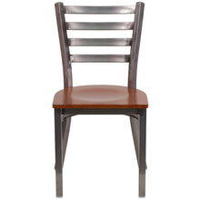 Load image into Gallery viewer, Clear Coated Ladder Back Metal Restaurant Chair - Cherry Wood Seat