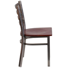 Load image into Gallery viewer, Clear Coated Ladder Back Metal Restaurant Chair - Mahogany Wood Seat