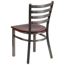 Load image into Gallery viewer, Clear Coated Ladder Back Metal Restaurant Chair - Mahogany Wood Seat
