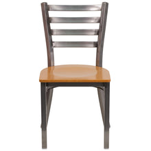 Load image into Gallery viewer, Clear Coated Ladder Back Metal Restaurant Chair - Natural Wood Seat