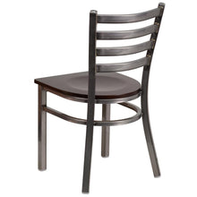 Load image into Gallery viewer, Clear Coated Ladder Back Metal Restaurant Chair - Walnut Wood Seat