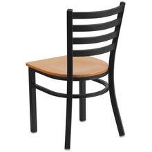 Load image into Gallery viewer, Black Ladder Back Metal Restaurant Chair - Natural Wood Seat