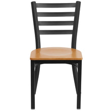 Load image into Gallery viewer, Black Ladder Back Metal Restaurant Chair - Natural Wood Seat