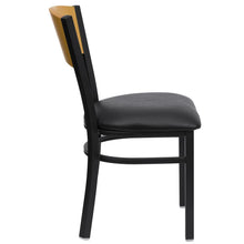 Load image into Gallery viewer, Black Circle Back Metal Restaurant Chair - Natural Wood Back, Black Vinyl Seat