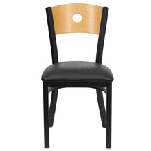 Load image into Gallery viewer, Black Circle Back Metal Restaurant Chair - Natural Wood Back, Black Vinyl Seat