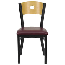 Load image into Gallery viewer, ack Metal Restaurant Chair - Natural Wood Back, Burgundy Vinyl Seat