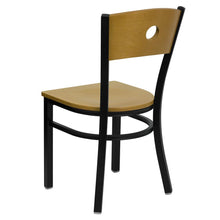 Load image into Gallery viewer, Black Circle Back Metal Restaurant Chair - Natural Wood Back & Seat