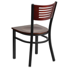 Load image into Gallery viewer, Black Slat Back Metal Restaurant Chair - Mahogany Wood Back & Seat