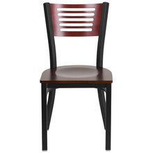Load image into Gallery viewer, Black Slat Back Metal Restaurant Chair - Mahogany Wood Back & Seat