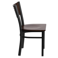 Load image into Gallery viewer, Black Slat Back Metal Restaurant Chair - Walnut Wood Back & Seat