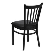 Load image into Gallery viewer, Black Vertical Back Metal Restaurant Chair - Black Vinyl Seat