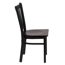 Load image into Gallery viewer, Black Vertical Back Metal Restaurant Chair - Mahogany Wood Seat