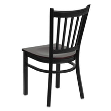 Load image into Gallery viewer, Black Vertical Back Metal Restaurant Chair - Mahogany Wood Seat