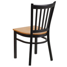 Load image into Gallery viewer, Black Vertical Back Metal Restaurant Chair - Natural Wood Seat