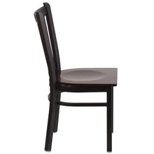 Load image into Gallery viewer, Black Vertical Back Metal Restaurant Chair - Walnut Wood Seat