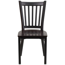 Load image into Gallery viewer, Black Vertical Back Metal Restaurant Chair - Walnut Wood Seat