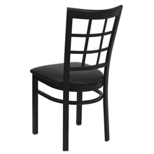 Load image into Gallery viewer, Black Window Back Metal Restaurant Chair - Black Vinyl Seat