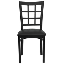 Load image into Gallery viewer, Black Window Back Metal Restaurant Chair - Black Vinyl Seat