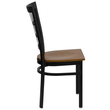 Load image into Gallery viewer, Black Window Back Metal Restaurant Chair - Cherry Wood Seat
