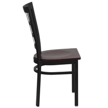 Load image into Gallery viewer, Black Window Back Metal Restaurant Chair - Mahogany Wood Seat