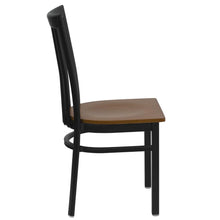 Load image into Gallery viewer, Black School House Back Metal Restaurant Chair - Cherry Wood Seat