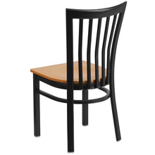 Load image into Gallery viewer, Black School House Back Metal Restaurant Chair - Natural Wood Seat