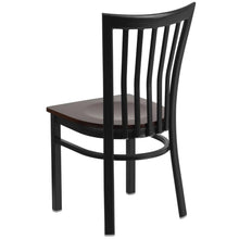 Load image into Gallery viewer, Black School House Back Metal Restaurant Chair - Walnut Wood Seat