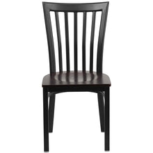 Load image into Gallery viewer, Black School House Back Metal Restaurant Chair - Walnut Wood Seat