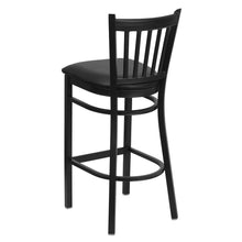 Load image into Gallery viewer, Black Vertical Back Metal Restaurant Barstool - Black Vinyl Seat