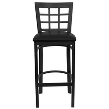 Load image into Gallery viewer, Black Window Back Metal Restaurant Barstool - Black Vinyl Seat