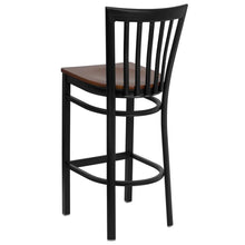Load image into Gallery viewer, Black School House Back Metal Restaurant Barstool - Cherry Wood Seat